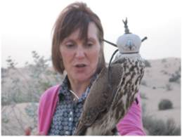 Marina holding a falcon